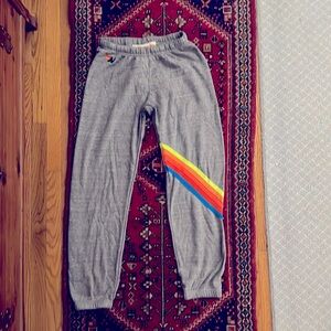 Grey Aviator Nation chevron striped sweatpants